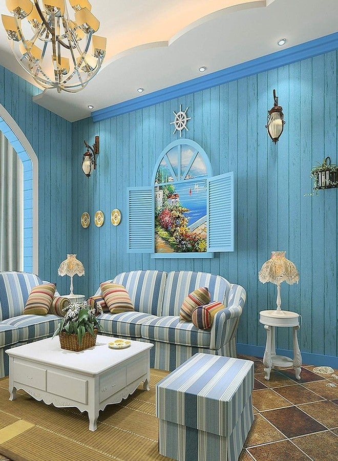 ROSASTELLA Self-Adhesive Wallpaper Waterproof Old Furniture Vinyl Stickers Wooden Door Wardrobe Desktop PVC Wall Papers 45 X 304 CM- (Blue Wooden Planks) - Image 3